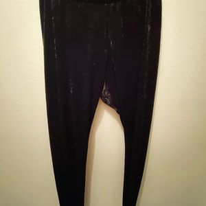 WOMENS L BLACK CRUSHED VELVET LEGGINGS
